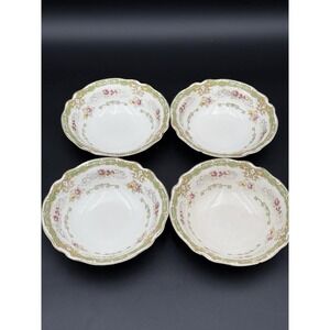 Old Staffordshire Johnson Brothers England Gold Rimmed Ningpo 4 Bowls 6"